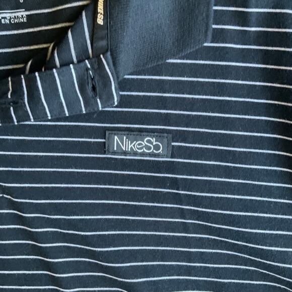 New Mens Nike Black polo striped shirt preppy skater casual business casual sz L - Picture 6 of 15